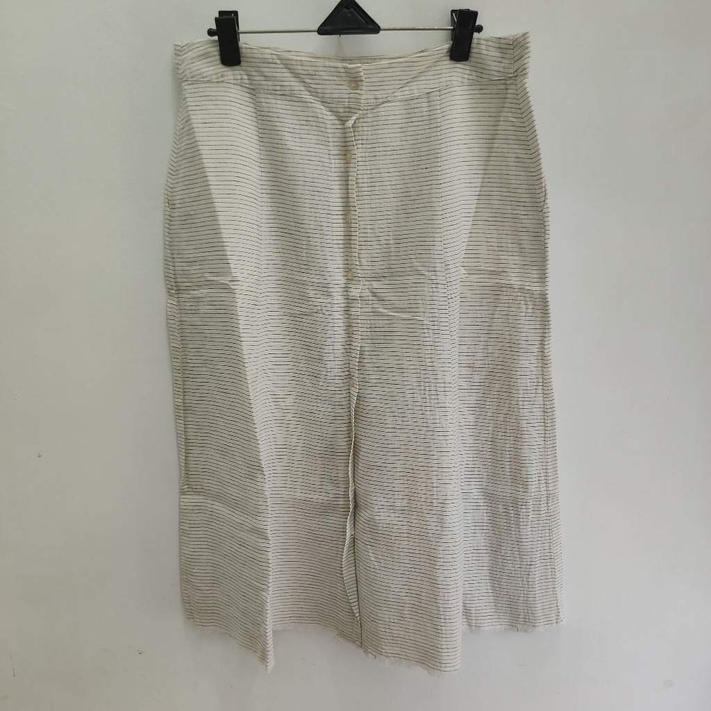 Zara Z1975 Denim Skirt Original - Rok Midi Kancing Depan Stripe Putih (AVCCA030)