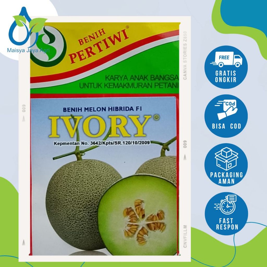 Benih Biji Melon Ivory kemasan 13gr Cap Pertiwi