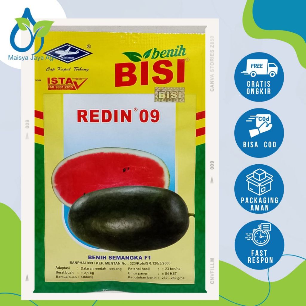 BENIH SEMANGKA LONJONG INUL REDIN 09 KEMASAN 20 GRAM CAP KAPAL TERBANG