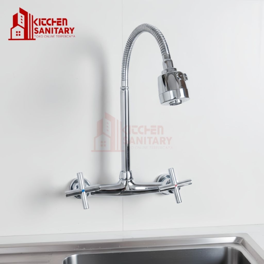 Kran Cuci Piring Fleksibel Panas Dingin 2 Putaran / Keran Air Sink Model Toto