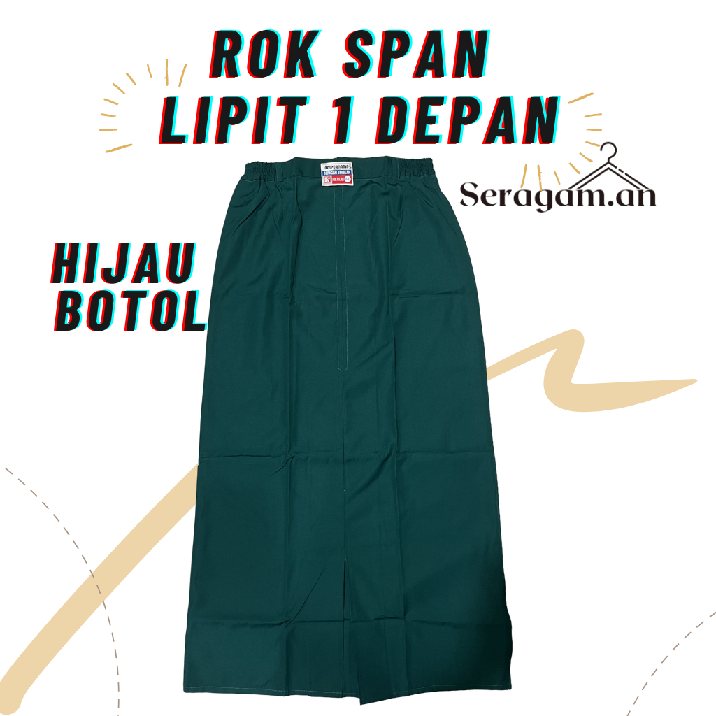 ROK SPAN LIPIT 1 DEPAN WARNA HIJAU BOTOL KAIN FAMATEX - ROK SPAN - ROK LIPIT DEPAN HIJAU