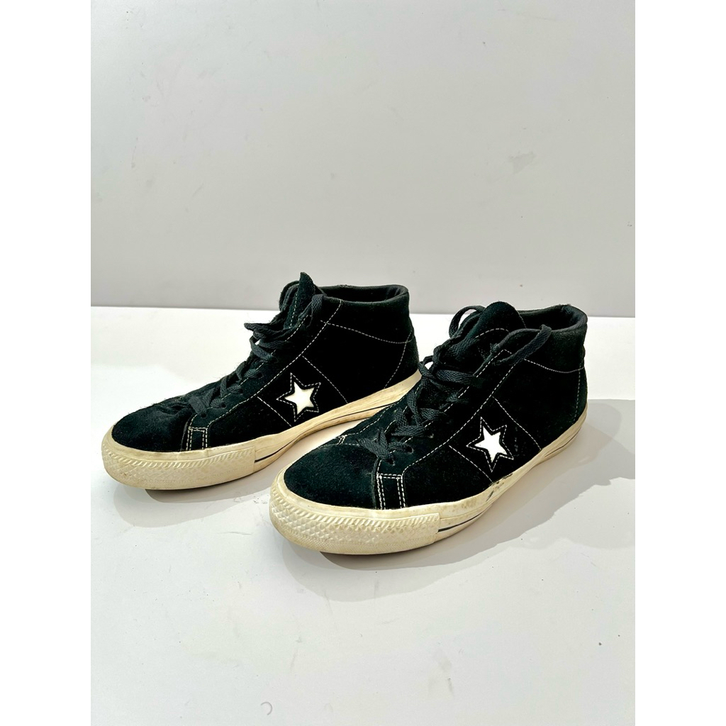 converse one star mid black suede size 42 preloved