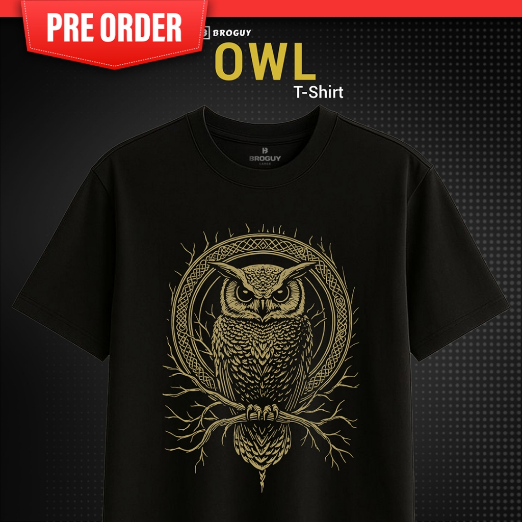 [ PRE ORDER ] BROGUY Kaos Pria Owl Tee 230 GSM Tebal & Premium