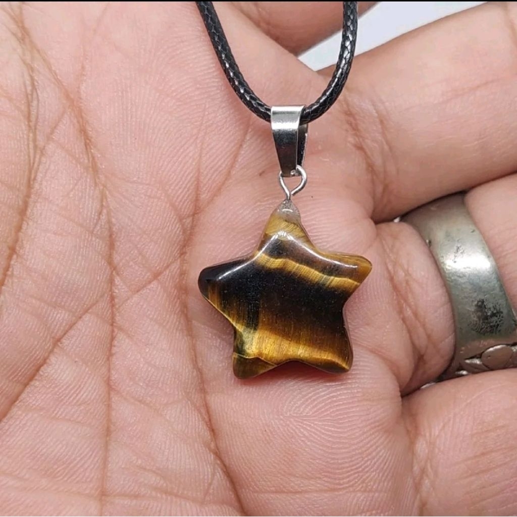 [FREE KALUNG] liontin tiger eye motif bintang natural batu tiger eye