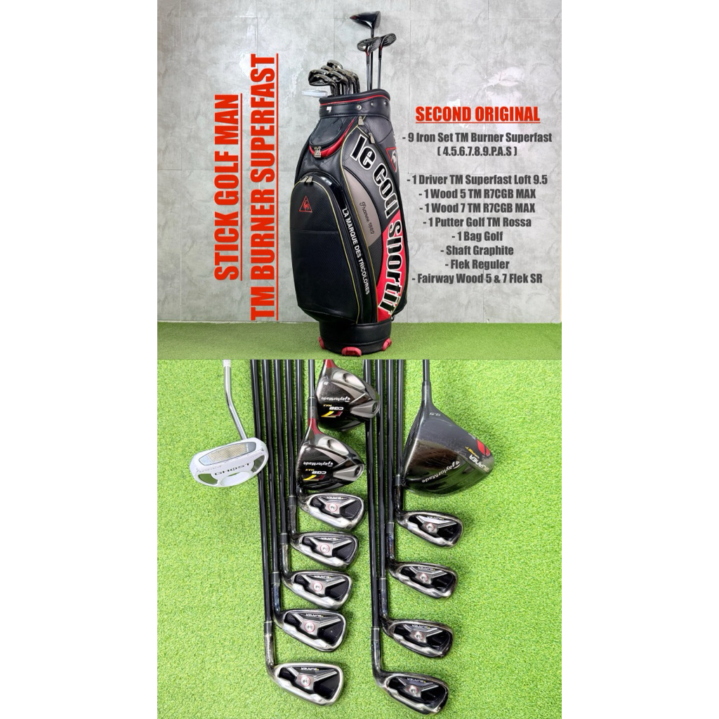 Paket Stick Golf Taylormade Burner Superfast Fullset Bag Golf Bekas Original