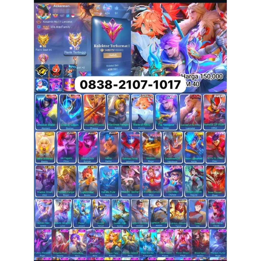 jual akun ml sultan terpercaya