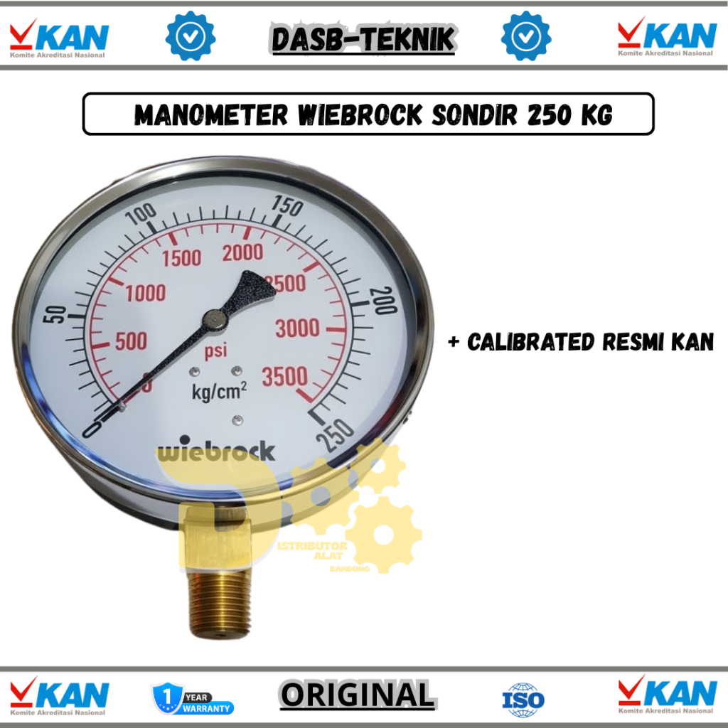Manometer Sondir 250 kg/cm² - Merk Wiebrock (Dial 6 Inch) - Sertifikat Kalibrasi KAN