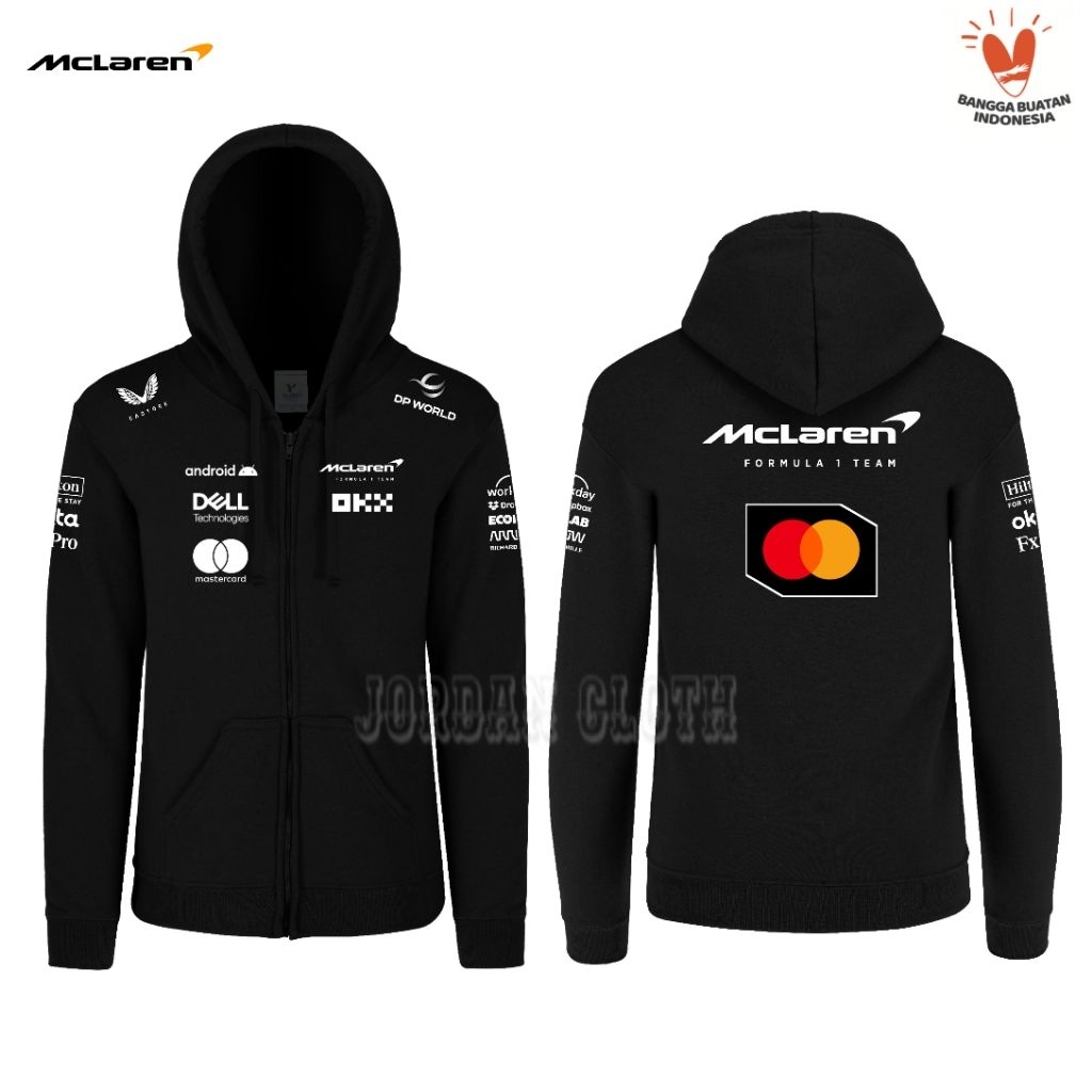 Hoodie Zipper Sweater Jaket Team Balap McLaren Racing Formula One F1