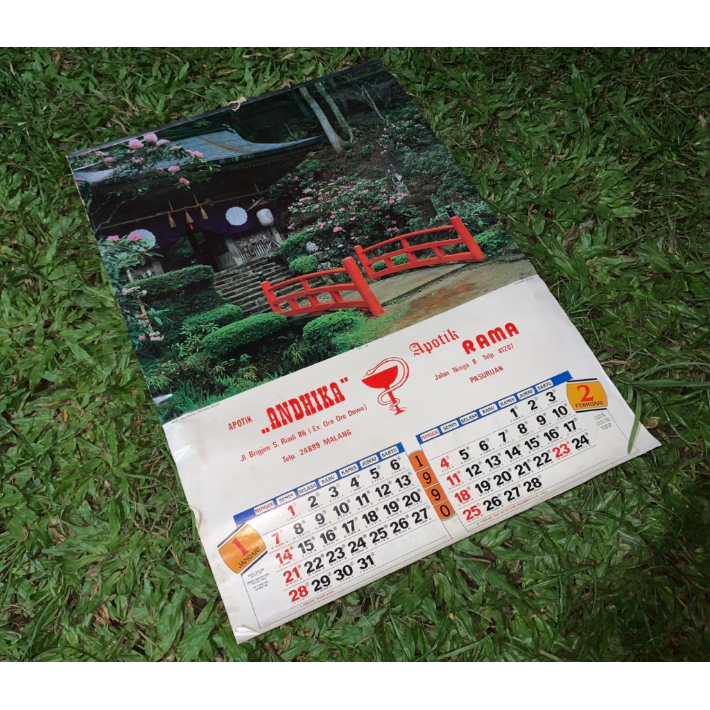 kalender dinding tahun 1990 (ada minus)