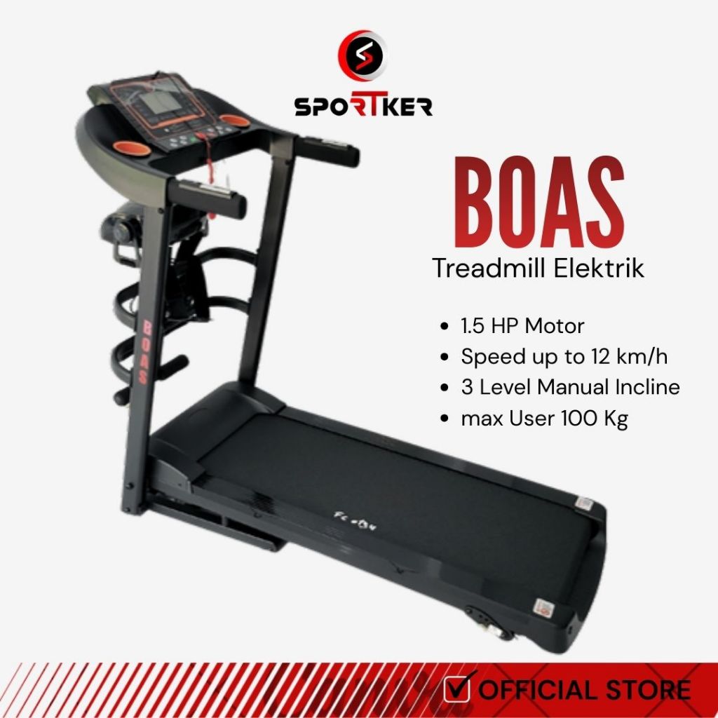 [SPORTKER] Treadmill Elektrik Boas Alat Olahraga Lari | Alat Olahraga | Alat Fitness | Treadmill Ele