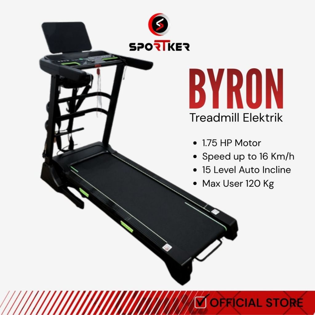 [SPORTKER] Treadmill Elektrik Byron Alat Olahraga Lari Auto Incline | Alat Olahraga | Alat Fitness |
