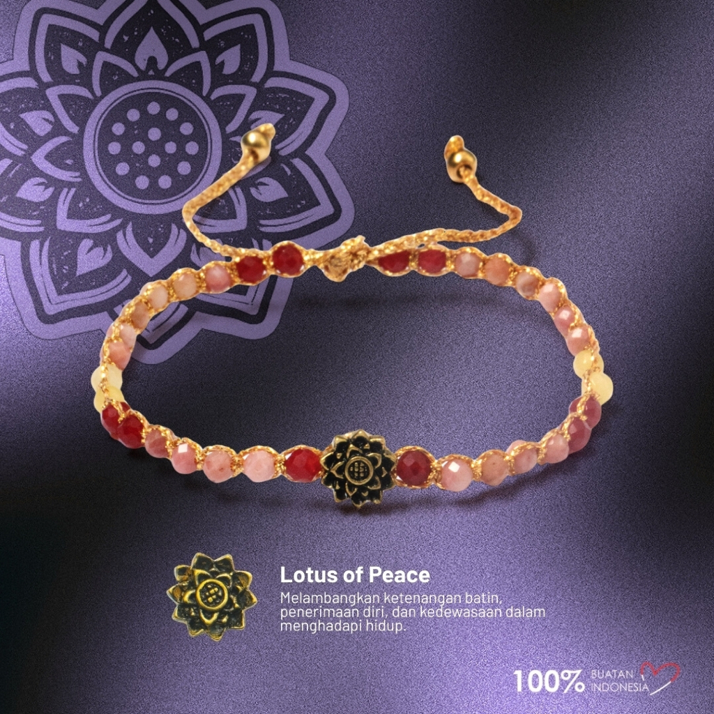 Maknavara - Lotus of Peace - Bloom - RDNB Jewelry - Gelang Wanita/Pria - Batu Alam Natural - Gelang 