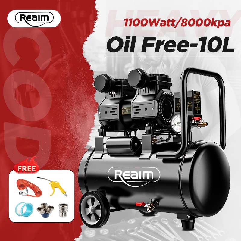 Reaim Mesin Kompresor Angin 10L 1100W kompresor udara Kompresor Angin Mesin Pompa Angin  Kompresor U