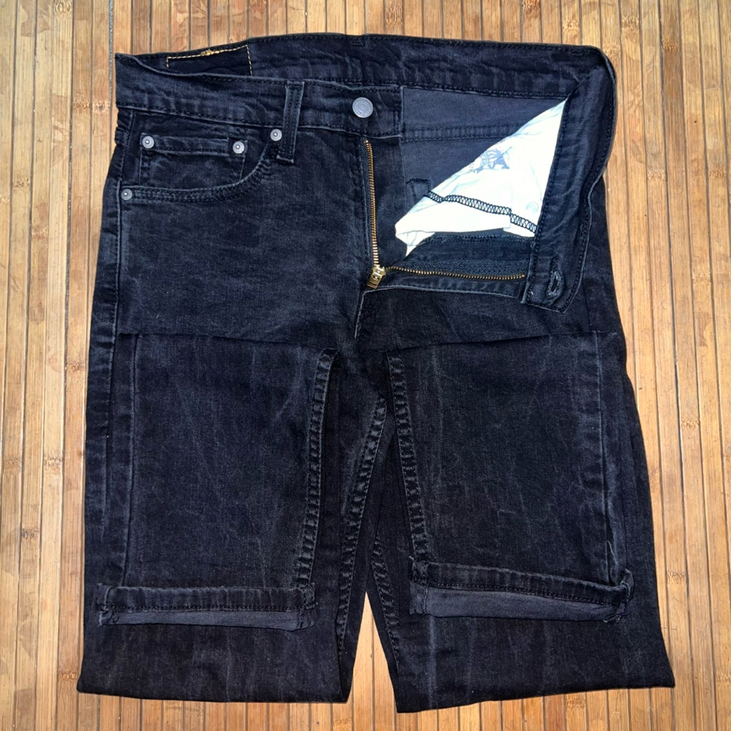 LEVIS 511 SLIM FIT BLACK WASH DYED STRETCH DENIM JEANS