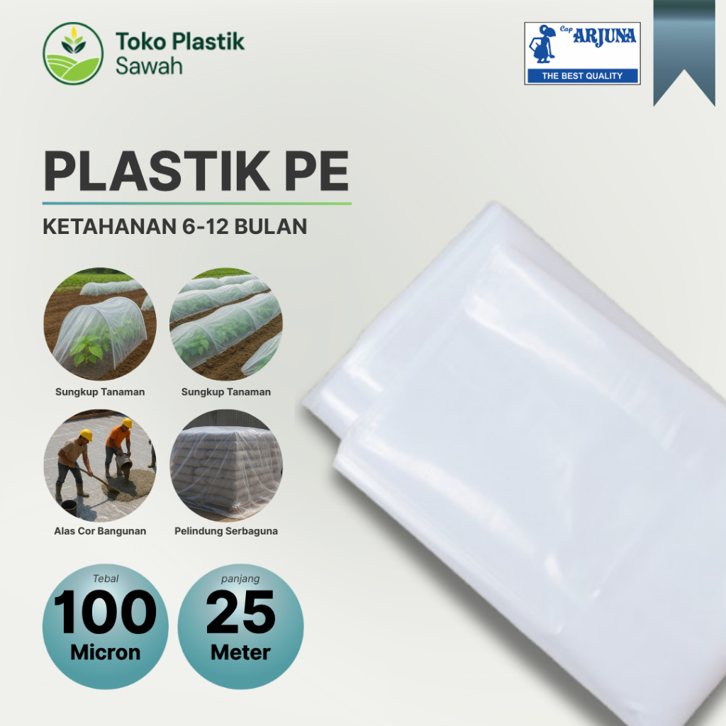 PLASTIK PE/PLASTIK SUNGKUP TEBAL 100 MICRON PANJANG 25 METER