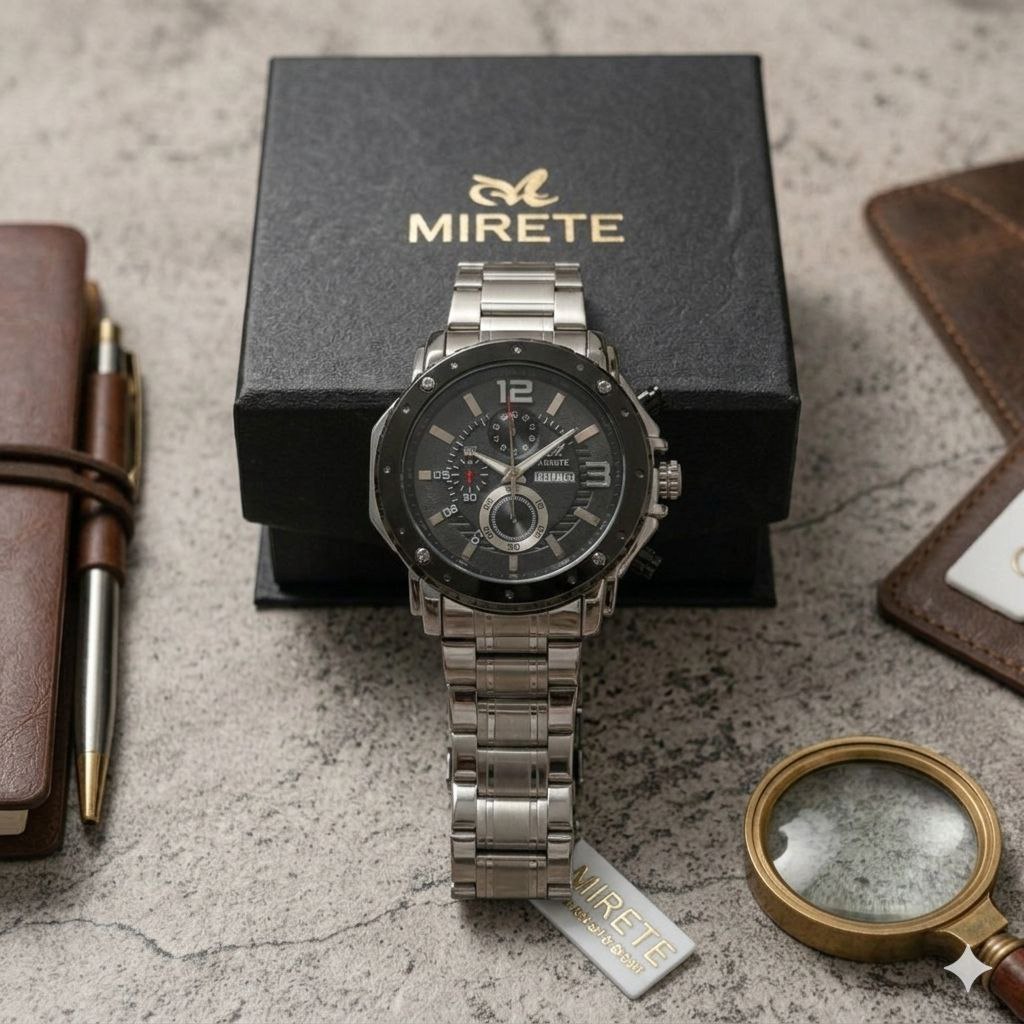 Jam Tangan Pria Silver / Putih Jose Alexandre Tanggal Hari Aktif Rantai Stainless