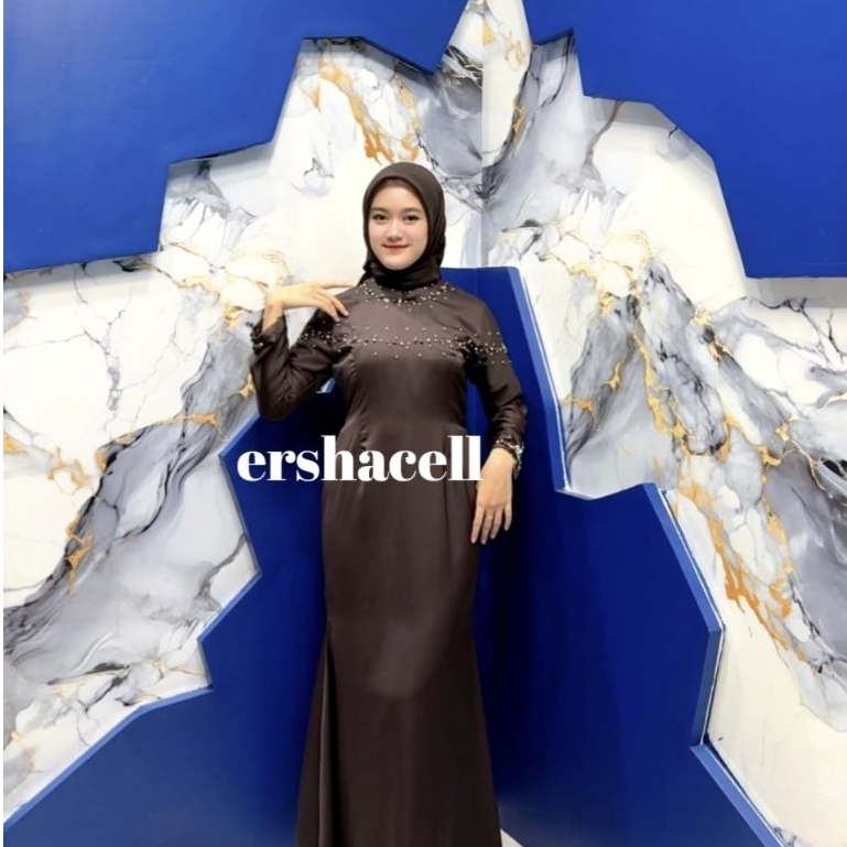 gaun Rania baha bell silk kualitas import model simple rok duyung cocok untuk kondangan pesta pernik