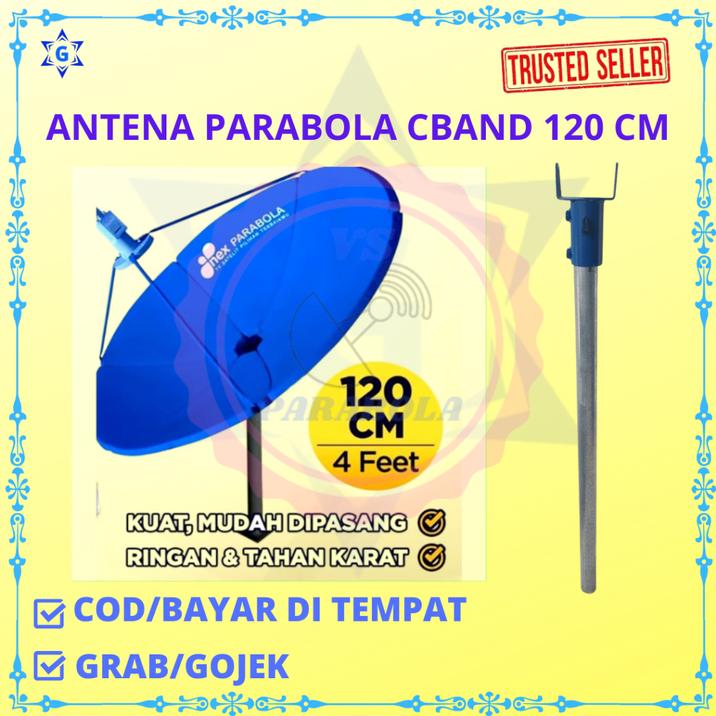 PARABOLA CBAND NEX PARABOLA 4 FEET DIAMETER 120 CM BOLONG2 KOMPLIT TERMASUK LNB KABEL TIANG DAN RECE