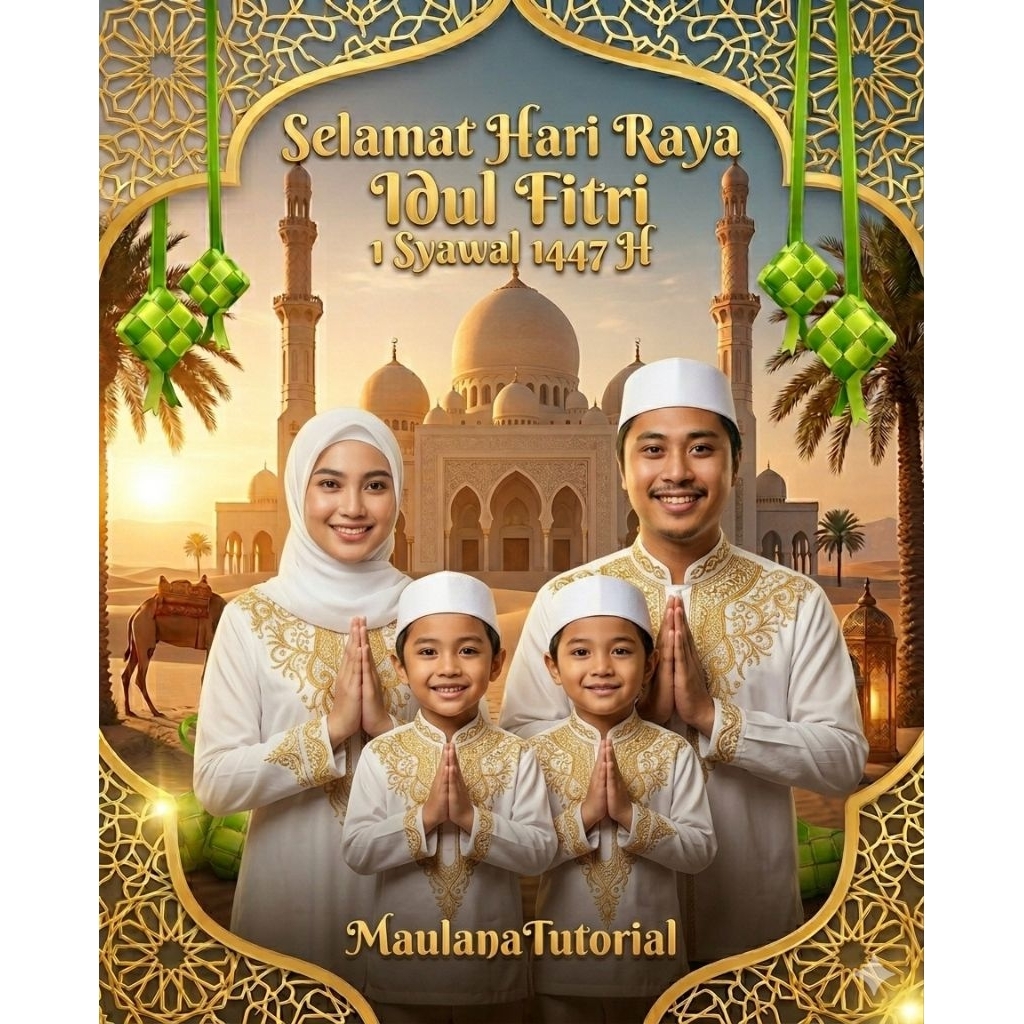 Desain Karikatur Keluarga Lebaran