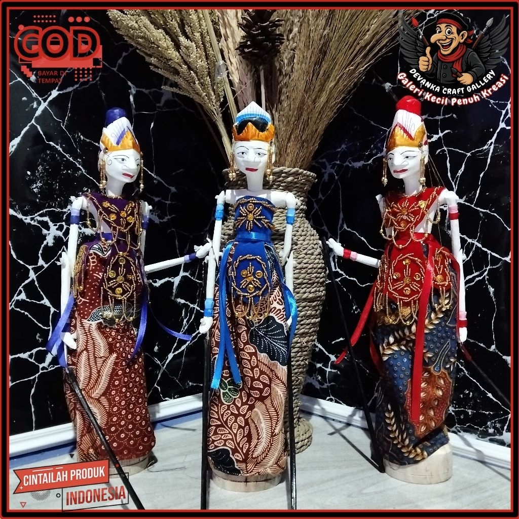 Wayang Golek Rama & Sinta 30cm – Bisa Satuan atau Sepasang | Bonus Tatakan Stand