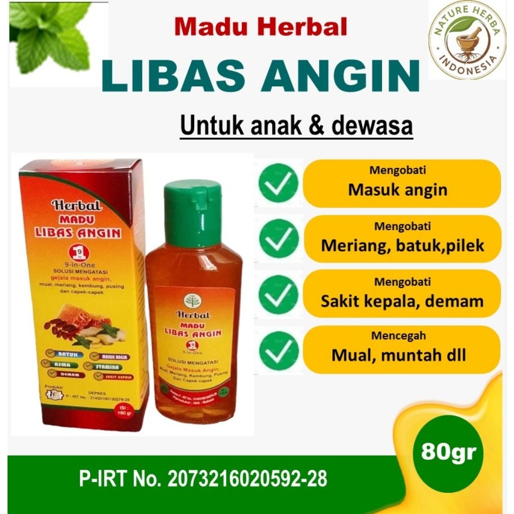 Madu Libas Angin 80gr - Atasi Masuk Angin, Mual, dan Pusing