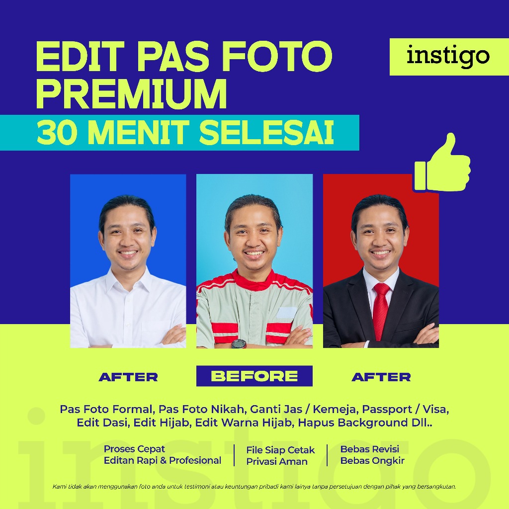 Jasa Edit Pas Foto / Edit Ganti Background / Edit Foto Ganti Jas