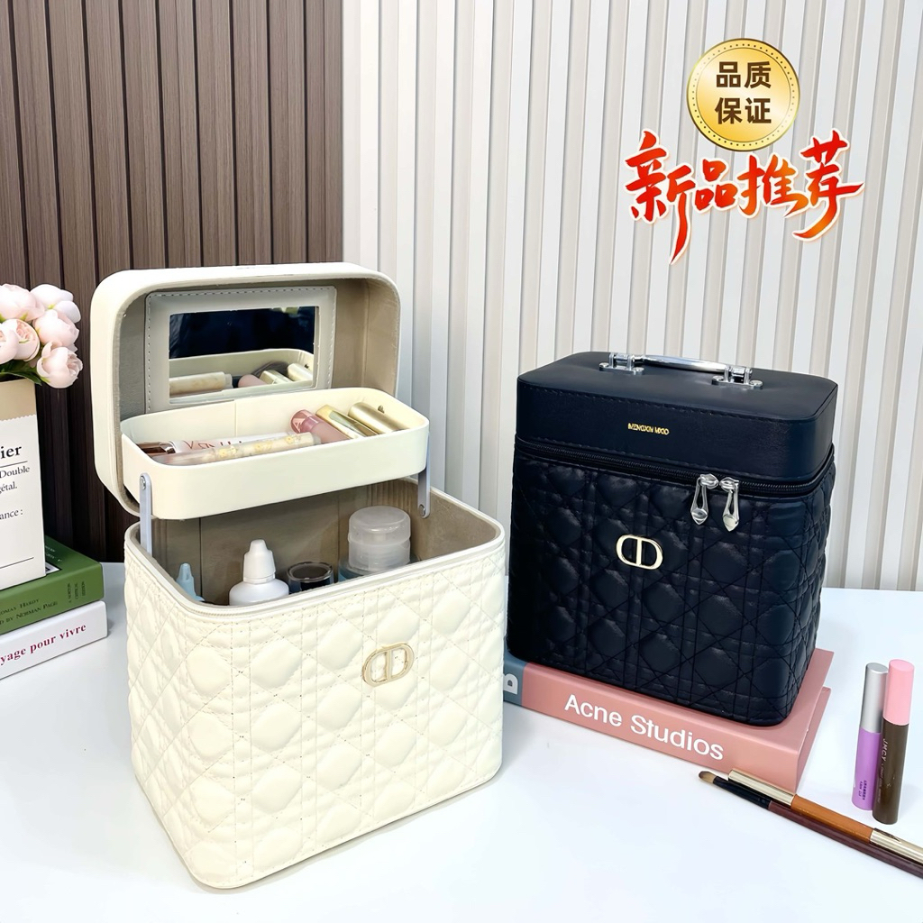 dor quilted leather diamond stitch makeup bag