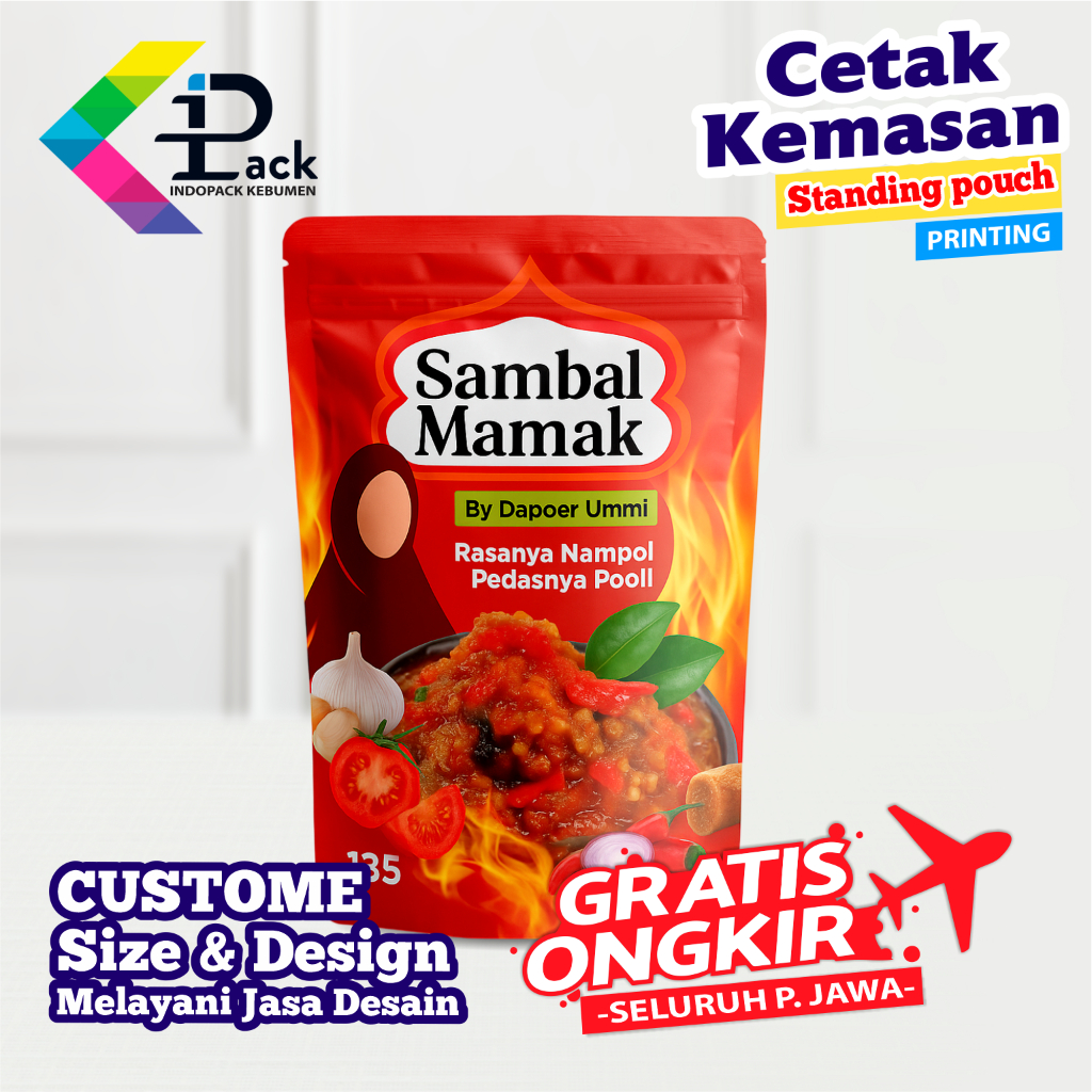 CETAK PLASTIK KEMASAN CUSTOM 10X15 | PRINTING STANDING POUCH FULL COLOUR