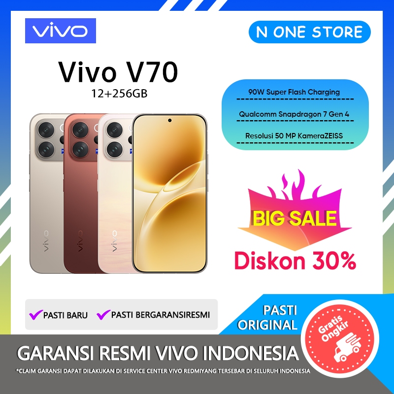 Vivo V70 5G 12/256GB (12+12GB Extended RAM) Android Handphone Official Store HP Android Terbaru 2026
