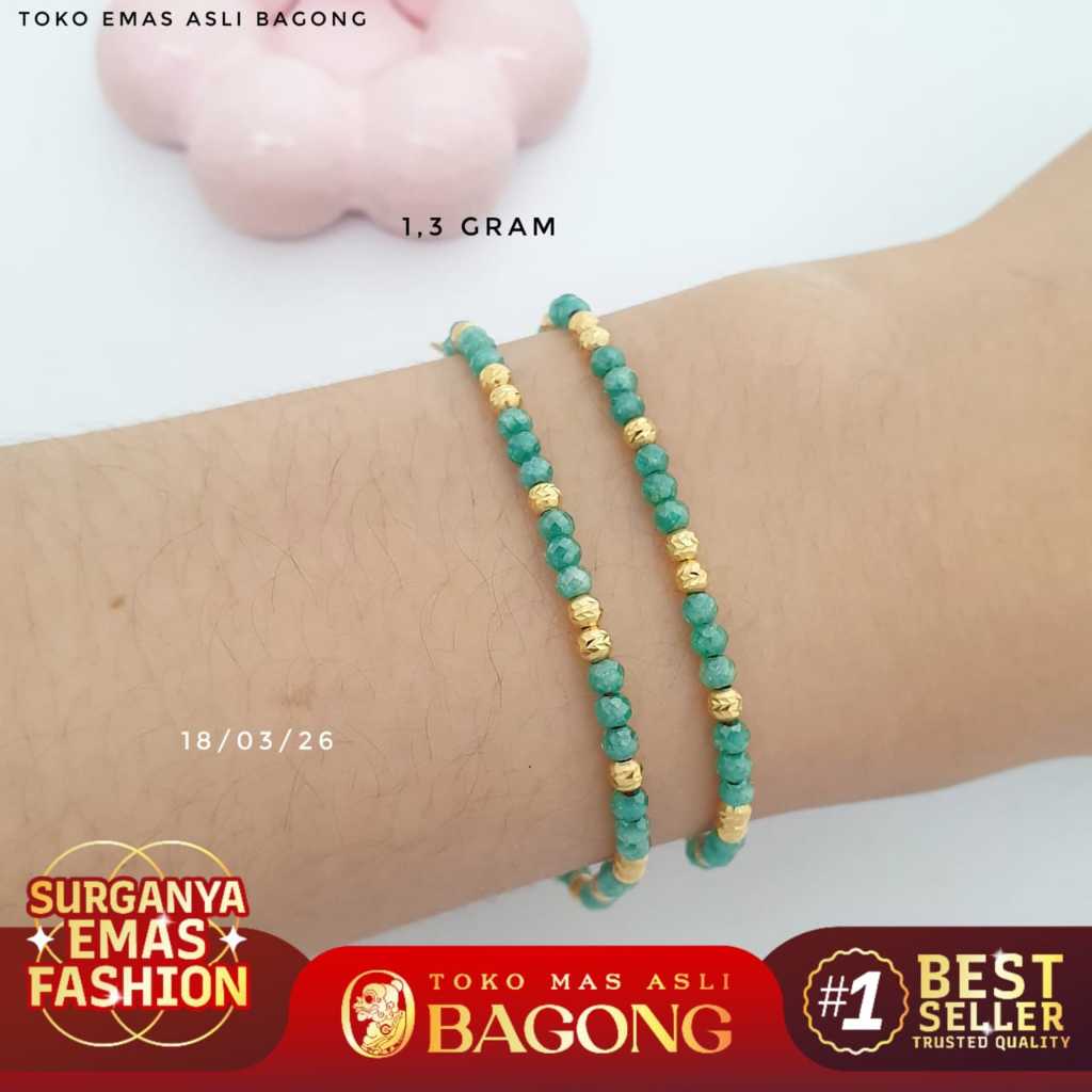 GELANG FASHION BOLA KRISTAL 17K/750 - ASLI BAGONG GOLD BAGONG EMAS