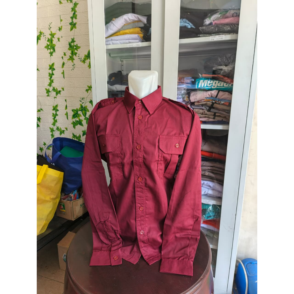 SERAGAM PDH POLOS WARNA MAROON