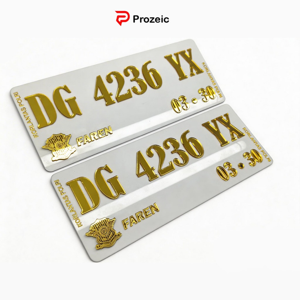 Prozeic Plat Nomor Akrilik Motor Huruf Timbul Gold