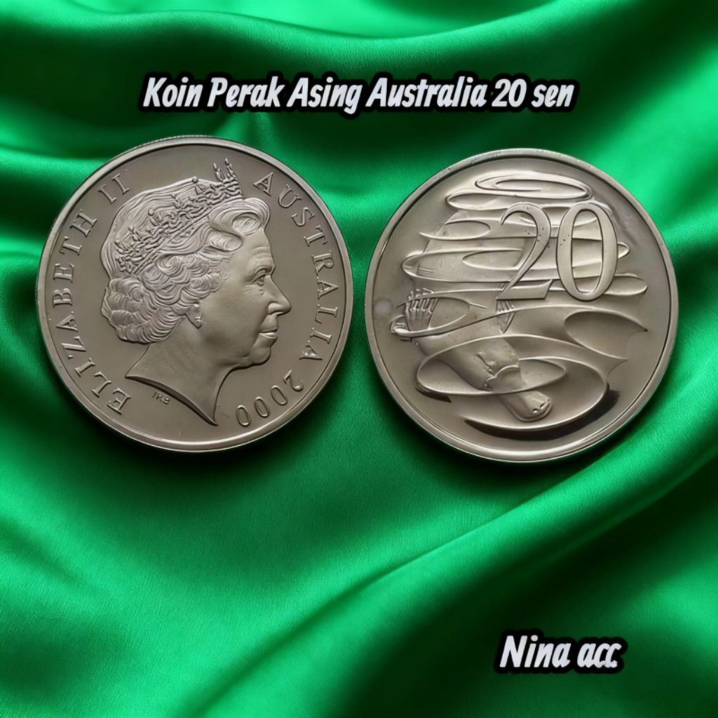 Koleksi Koin Asing Perak Australia Elizabeth 20sen tahun acak asli