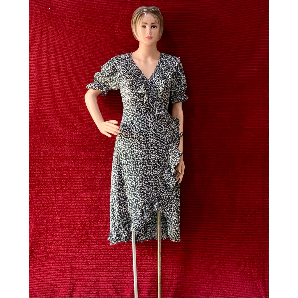 DRESS KIMONO BUNGA BUNGA WANITA KECIL CANTIK | RUFFLE RUMBAI PLISKET KEKINIAN | MEWAH LUCU