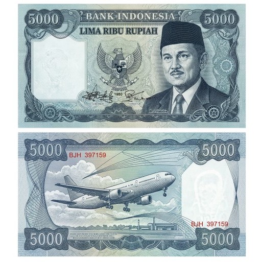 Uang 5000 Rupiah Novelty bertema BJ Habibie dan pesawat terbang 1980