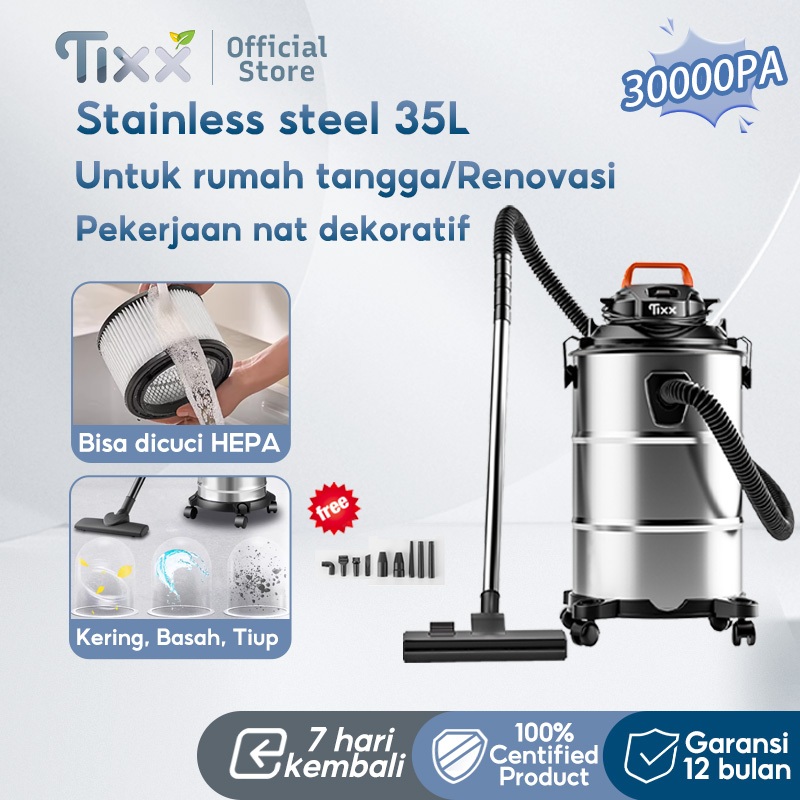 TIXX Vacuum Cleaner Penyedot Debu Karpet Dan Kasur 35L 3 in 1 Sedot Debu Basah Kering Vacum Blower W