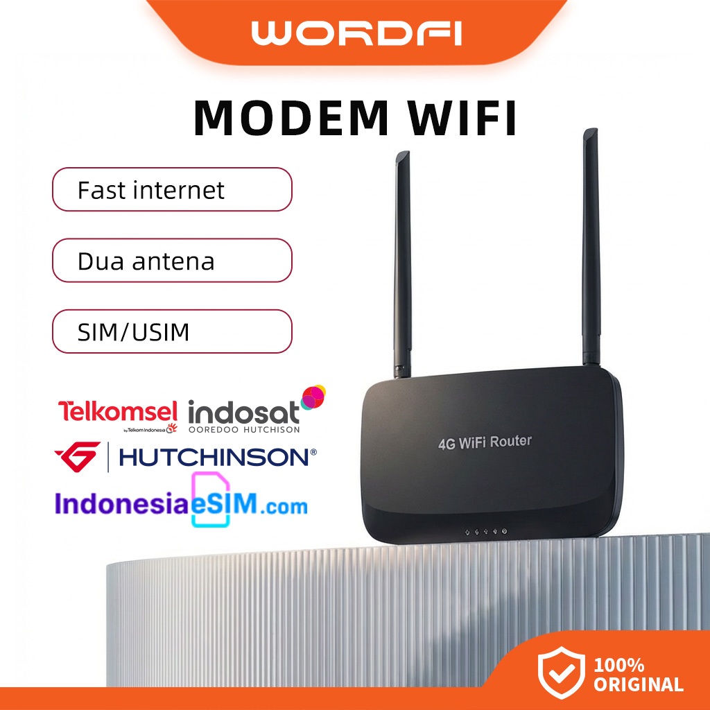 WORDFI Router mendukung kartu SIM 4G/5G mendukung koneksi multi-perangkat.