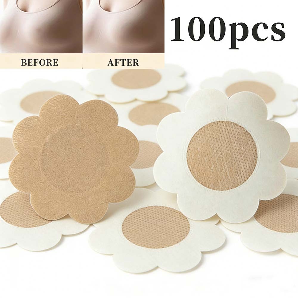 100pcs Nipple Sticker Pad Bra Tape Nipple Cover Pad Bentuk bunga Penutup Puting Payudara
