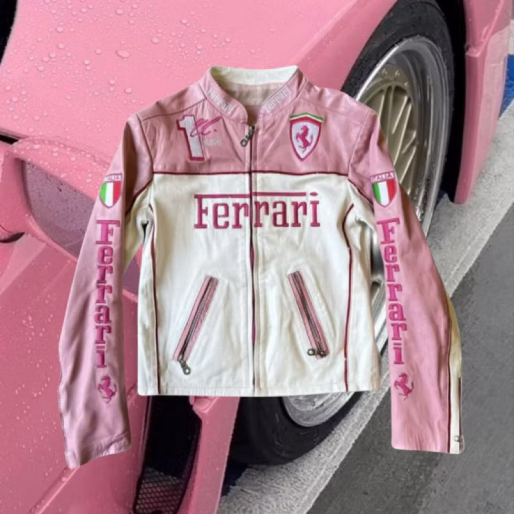 IAMYOURQL - F1 Pink Leather Jacket