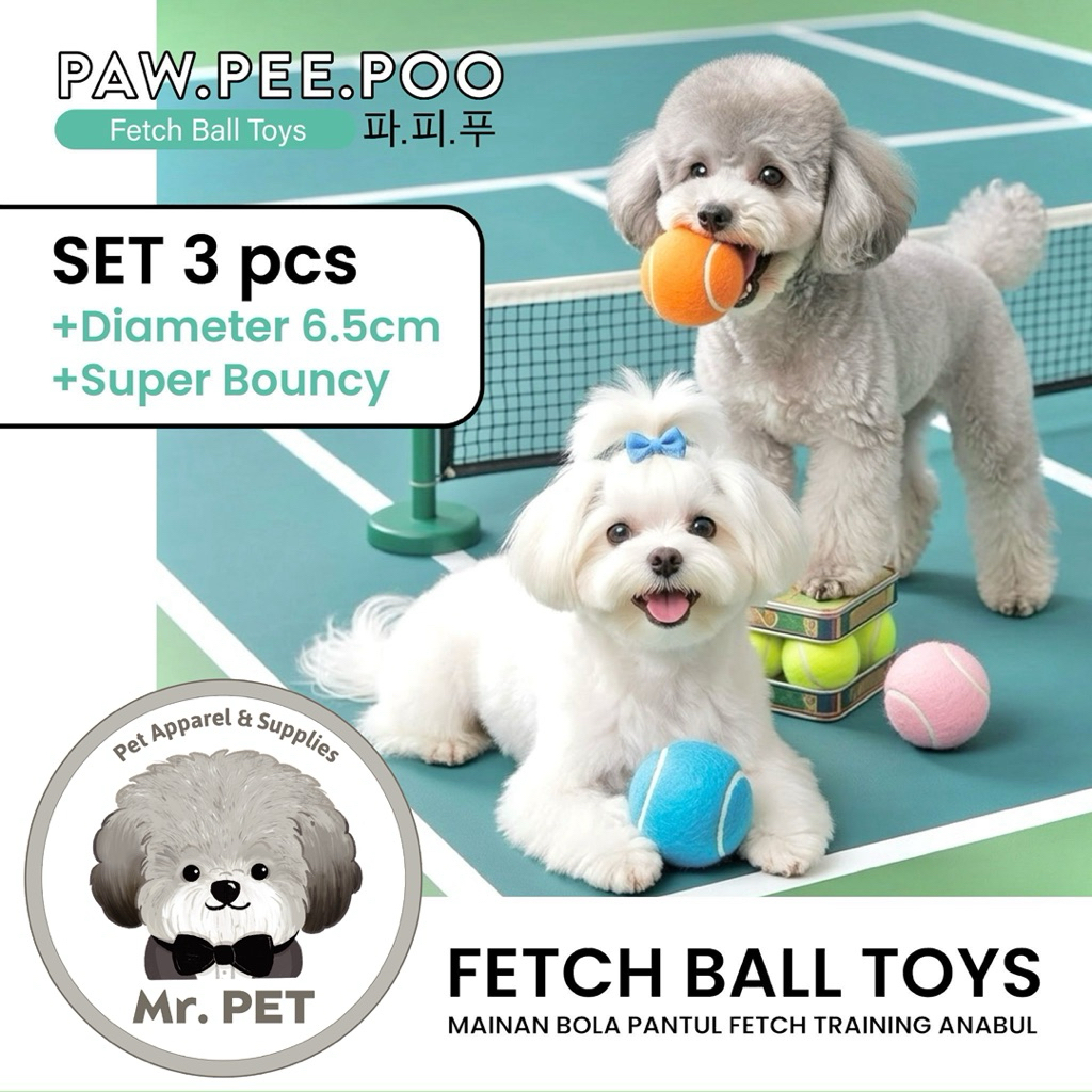 PAWPEEPOO FETCH BALL TOYS MAINAN BOLA ANJING DOG FETCH TRAINING BALL