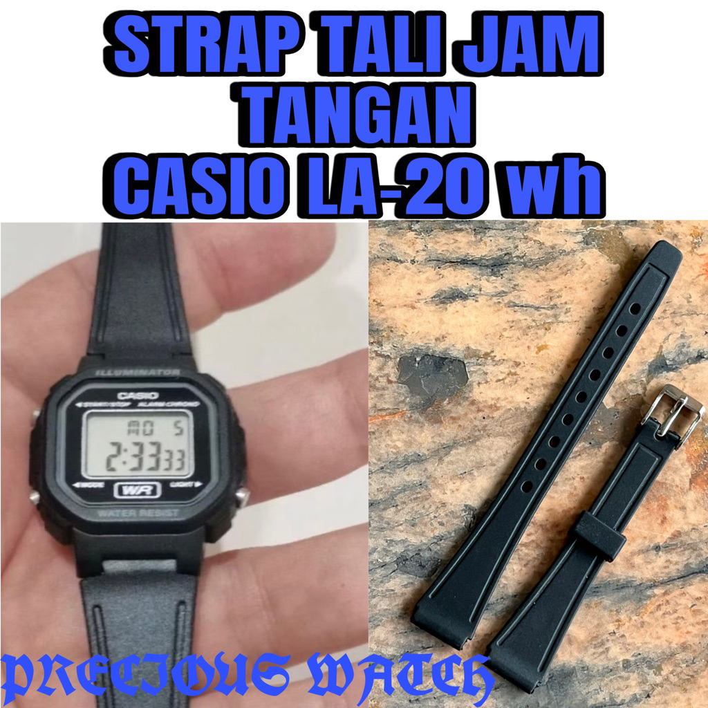 Strap Tali Jam Tangan Casio LA-20WH Rubber Hitam