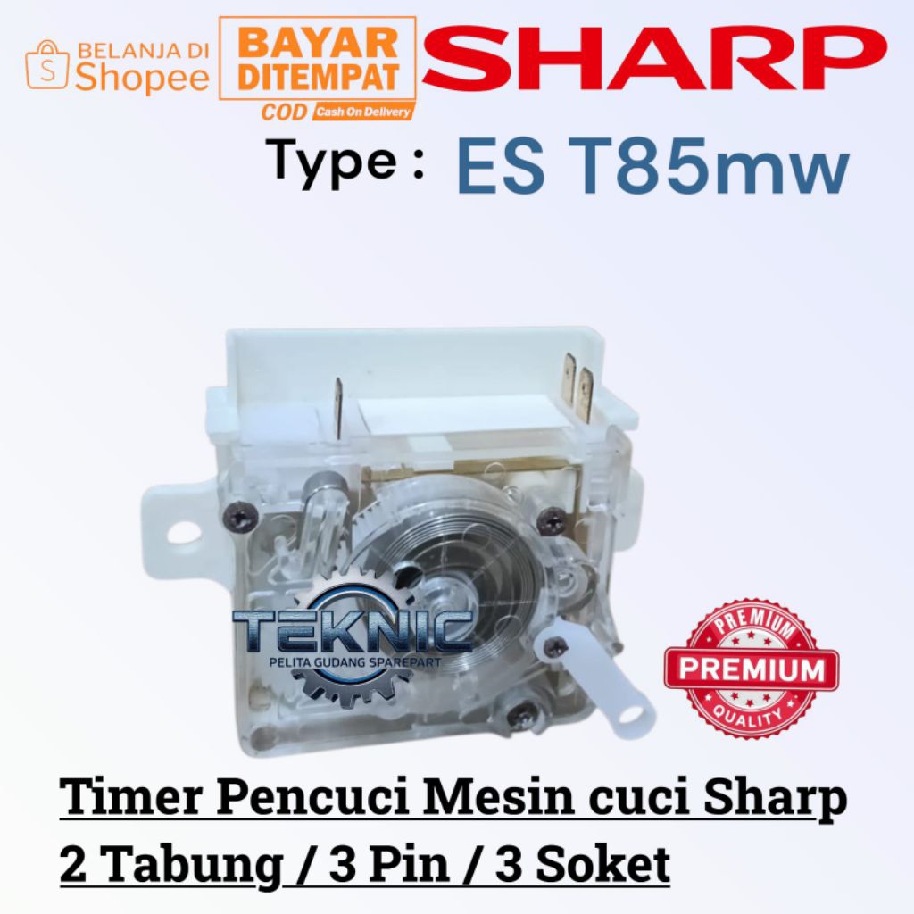 Timer Wash 3 Pin Mesin Cuci Sharp 2 Tabung Es-T85mw Timer Pencuci