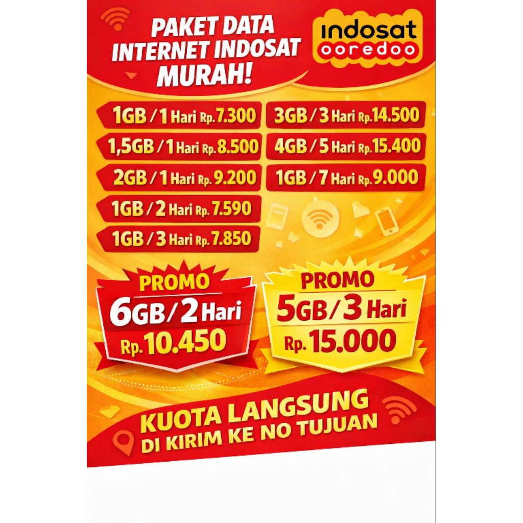 Paket Data Kuota internet Indosat Yellow harga murah meriah langsung kirim