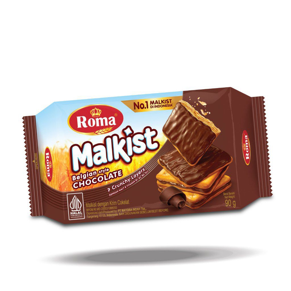 Roma Malkist Coklat Biskuit Crackers Renyah Lapisan Coklat Manis Enak