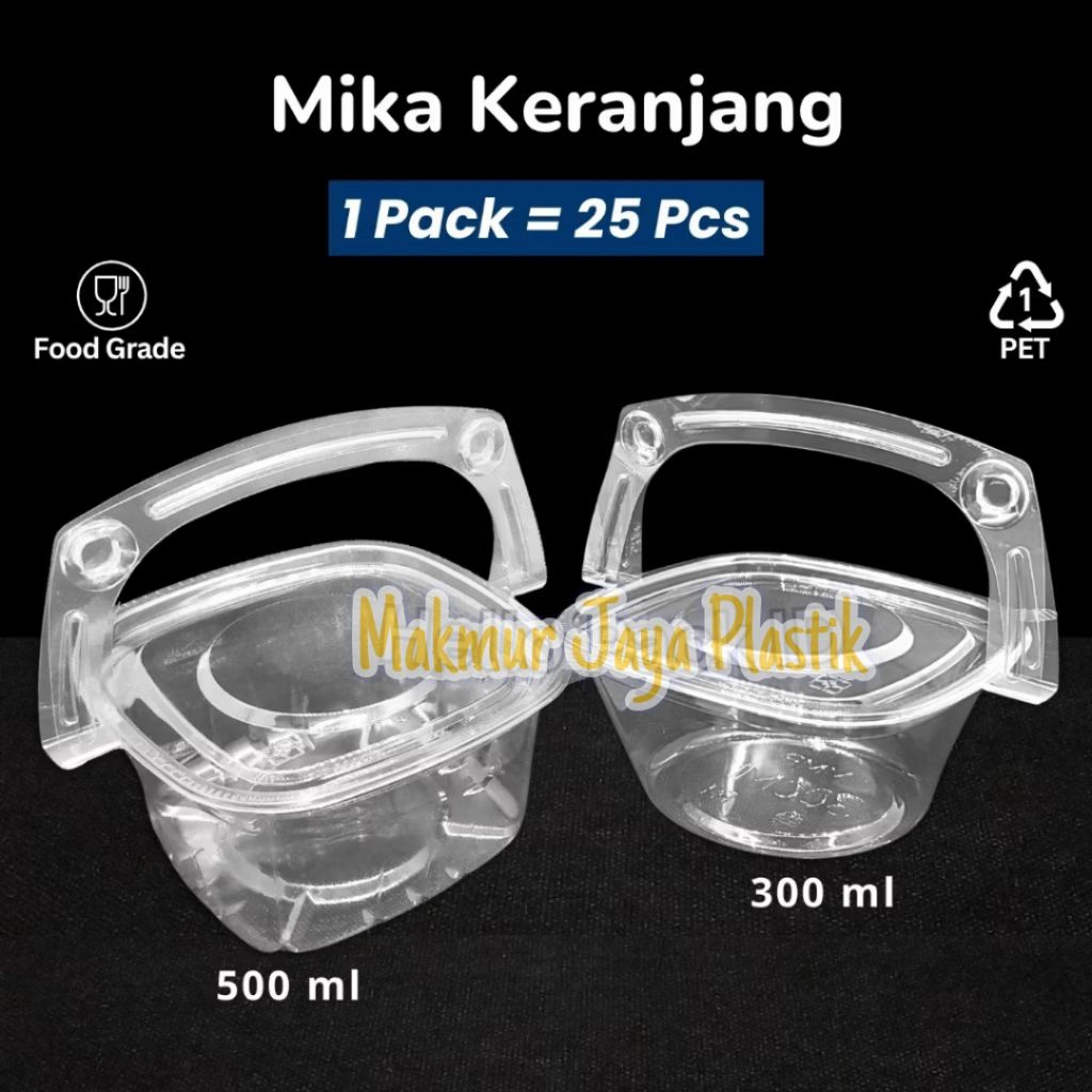(25 pcs) Mika Keranjang 300ml 500ml/Mika Tenteng Pudinng 300ml 500ml/Mika Kranjang/Mika Tray Nasi/Mi