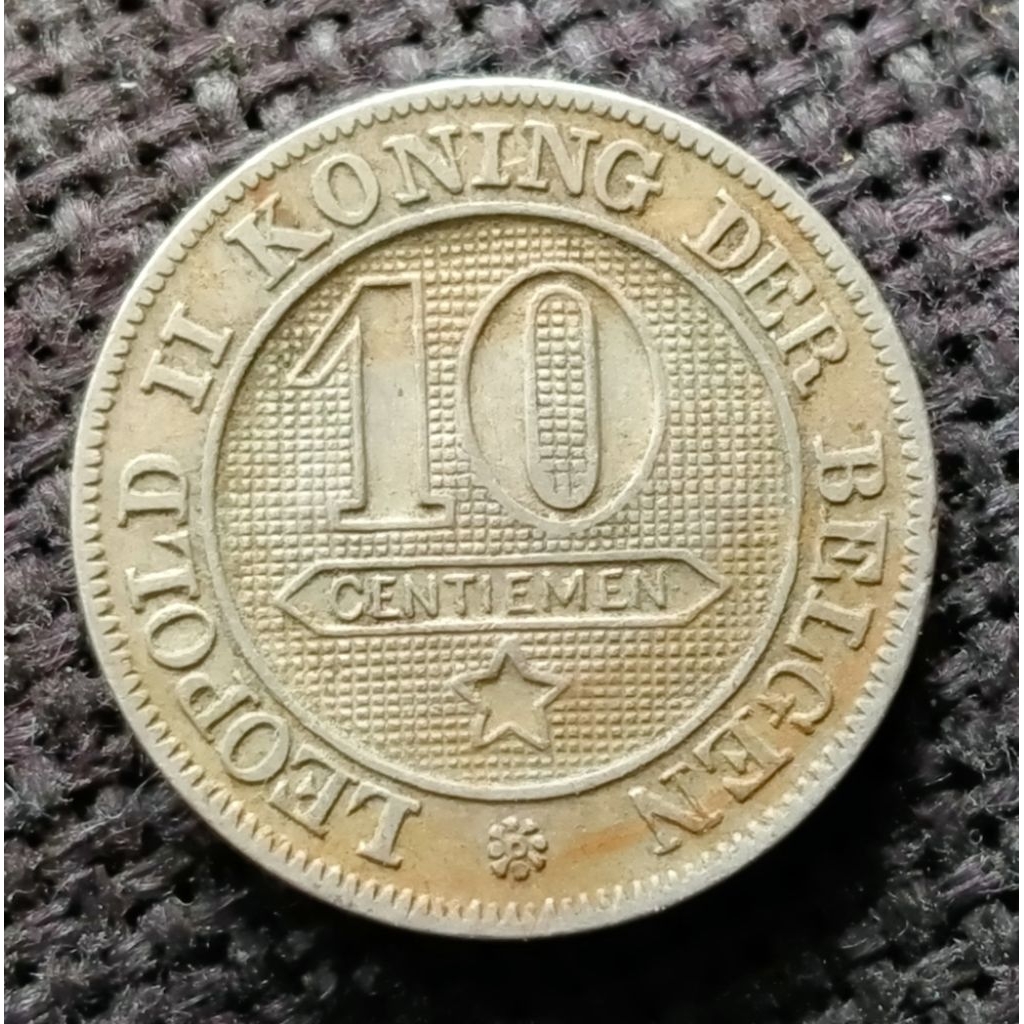 Koin Kuno Belgia 10 Centiemen tahun tua 1894