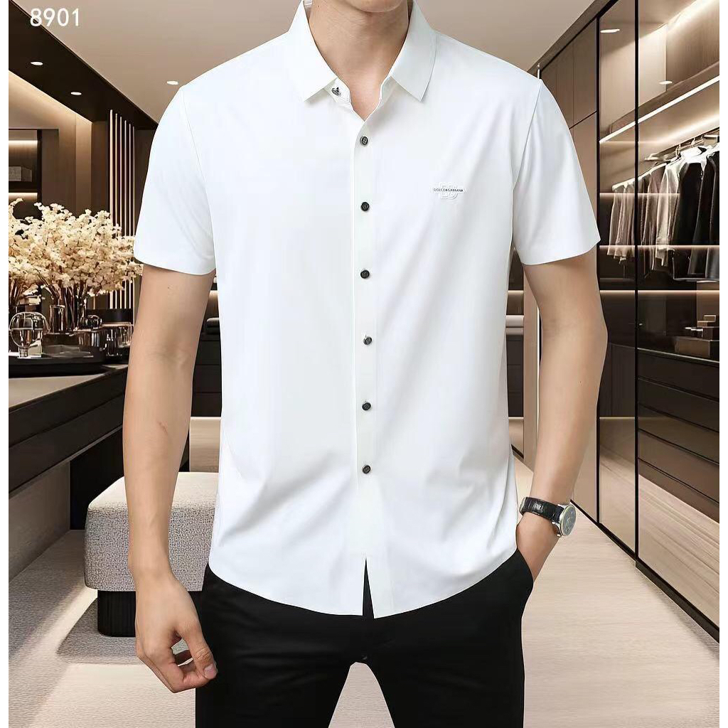 Kemeja pria fashion casual branded putih # ADG-01B