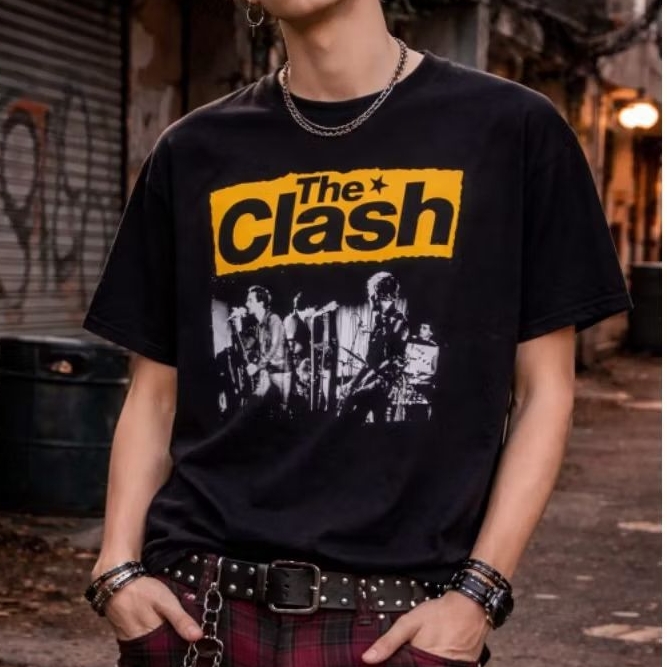The Clash Punk Rockabilly Band Retro T-shirt/Kaos Band Rock The Clash Unisex