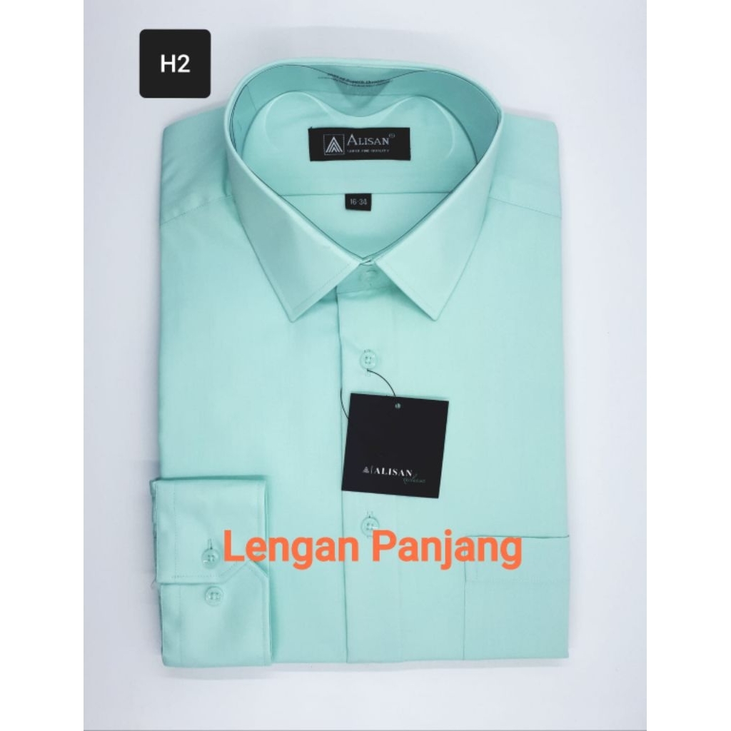 Kemeja Pria Alisan REGULER ORIGINAL Lengan Panjang H2 ( hijau mint )