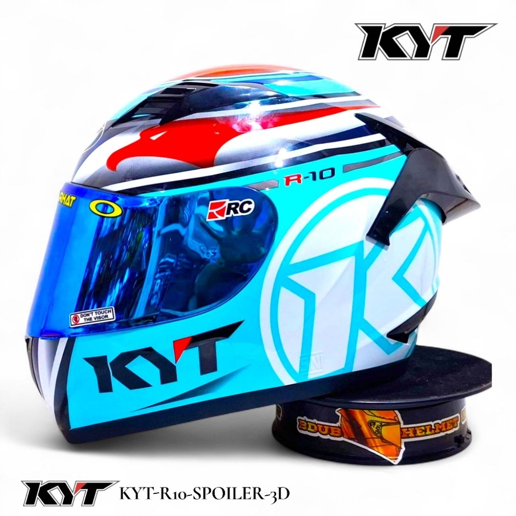 Helm KYT R10 #1 Aquamarine #3 Aqua blue paket ganteng original KYT